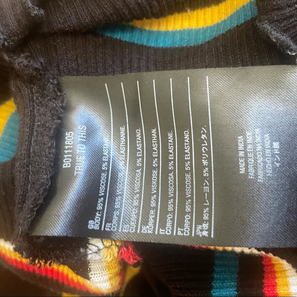 Volcom Black Ribbed Striped Ruffle Tee - Picture 9 of 9